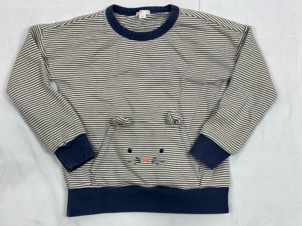 Crewcuts Everyday Navy White Stripe Bunny Face Sweatshirt Size 10